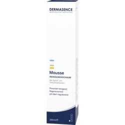 Weiße Verpackung eines Reinigungsmousses der Marke Dermasence.