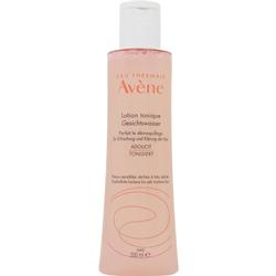 Flasche mit Gesichtswasser der Marke Avène für empfindliche Haut.